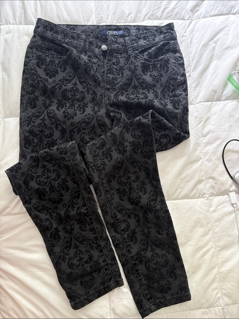 Chaps Black Floral Jacquard Skinny Jeans